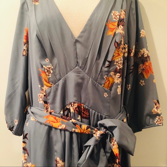 EShakti Pleated Floral Print Crepe Maxi Dress NWOT - Picture 6 of 11